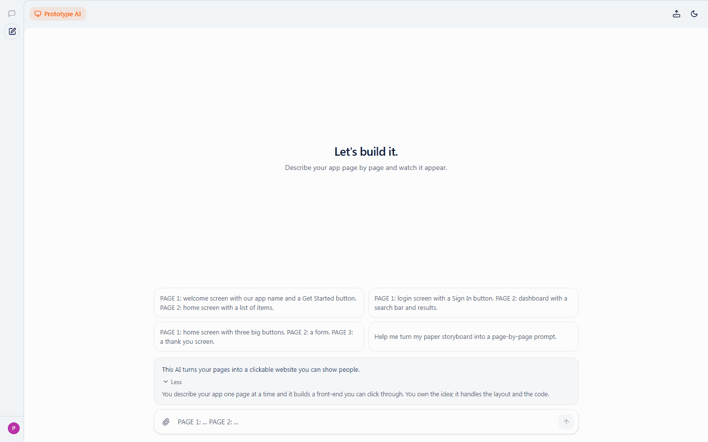 IGNITE AI Platform screenshot: Prototype AI